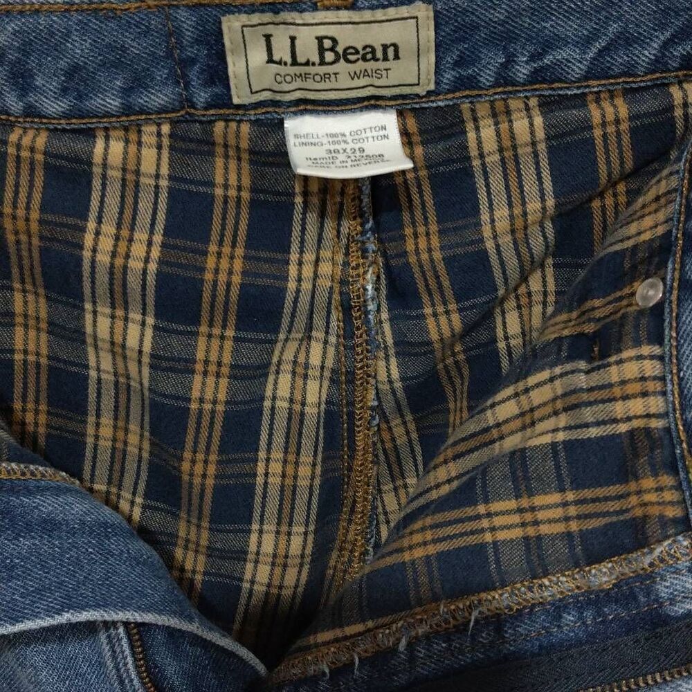L. L. Bean Flannel Lined Blue Jeans, Men's Size 38x29 Winter Warm